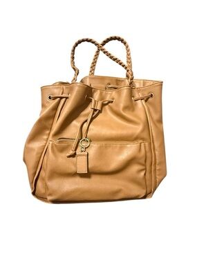 Classic Tan Drawstring Tote Bag - Women